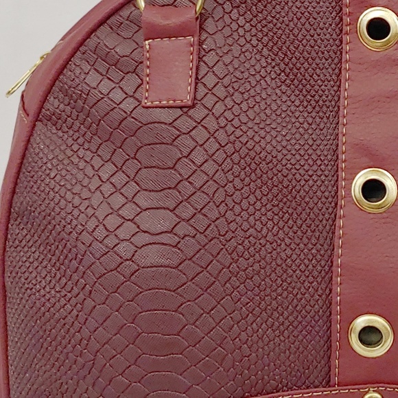 Keisha Satchel in Burgandy with Acccent Snake Prin - Picture 7 of 7